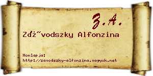 Závodszky Alfonzina névjegykártya